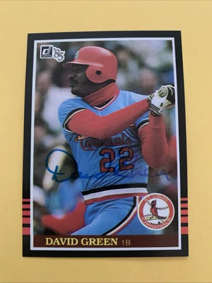 David Green, SIGNED 1985 Donruss #303, St. Louis Cardinals, AUTOGRAPHED - Image 1 of 2
