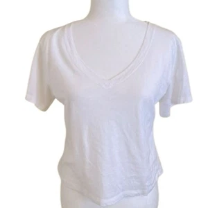 athleta maglietta scollo a V organica daily crop bianca donna taglia L - Foto 1 di 6
