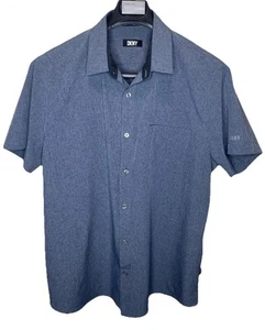 DKNY Men’s Short Sleeve Button Up Shirt Blue Chambray Modern Fit Size XL - Picture 1 of 7