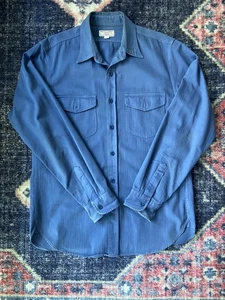 J. Crew Wallace & Barnes - Blue Herringbone Fatigue Shirt - Medium - Picture 1 of 7