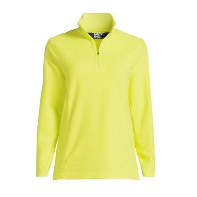 Pullover Lands End para mujer para cualquier tipo de clima polar con cremallera en cuarto amarillo brillante L Foto 1 de 4