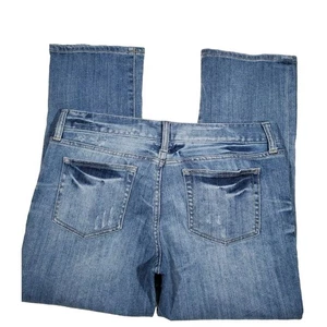 Refuge Jeans Womans 9S Distressed Medium Wash Mid Rise Straight Leg Blue Bottoms - Picture 1 of 4