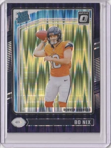 Bo Nix RC Broncos Rated Rookie Purple Shock SP 2024 Panini Donruss Optic - Picture 1 of 2