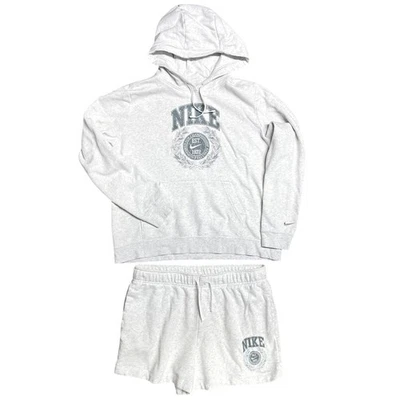 NIKE Varsity Insignia Sweat Shorts & Hoodie Set Light Heathered Gray Size L - Image 1 of 4