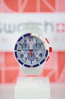 Nuevo Raro Swiss Swatch Originals Acelerar Gris Claro Silicona Cronógrafo 42mm SUSM401 Foto 1 de 4