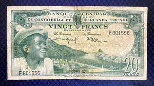 *RARE* 1957 BELGIAN CONGO & RUANDA-URUNDI - 20 FRANCS - P#31 - EZSU7 - Picture 1 of 2
