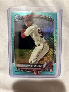 2025 Bowman Chrome-#BCP-249 Elian De La Cruz Aqua Mojo rifrattore /299 - Foto 1 di 2