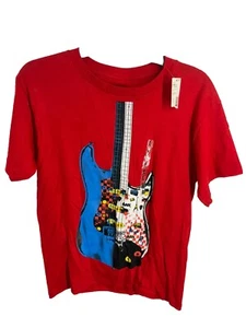 Boys/ Youth Original Grey Star Short Sleeve Guitar Themed T- Shirt- Large 14/16 - Picture 1 of 17
