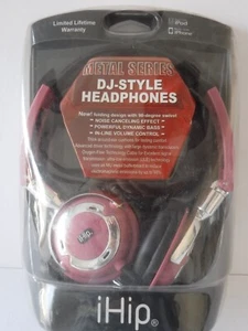 iHip Metal Series DJ-Style Headphones Noise Canceling Effect Pink - Picture 1 of 3