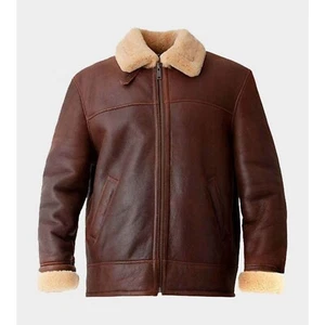 Men's Brown B3 Bomber Jacket | Handmade Brown Flying Shearling Leather Jacket - Picture 1 of 3