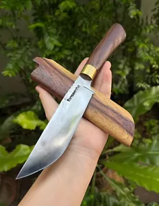Handmade camp machete bowie knife 6.5” Bearing steel forged blade, Rosewood - Picture 1 of 22