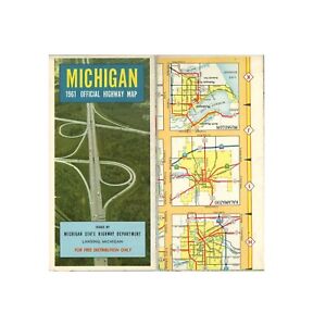 Vintage 1961 Michigan Official Road Map – MI State Highway Department