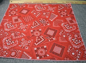 Vintage Red Bandana Handkerchief Pieced 18" X 21" - Picture 1 of 2