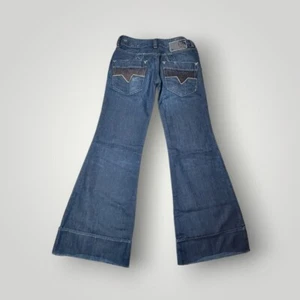 Diesel Damen Schlag Jeans Wide Leg Bootcut Hose Blau Denim Y2K Größe W25 L30  - Bild 1 von 13