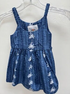 Neu mit Etikett! Made in Hawaii Baumwoll Sommerkleid, Kleinkind Mädchen Größe 1-2, blau weiße Palmen - Bild 1 von 3