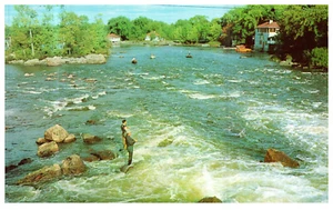 Buckhorn Ontario Fishing Landscape Houses River Vintage Chrome Postcard - Picture 1 of 3