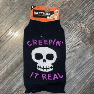 Dog Halloween sweater creepin it real size large  - Picture 1 of 4