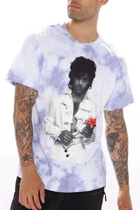 Prince Men's Officially Licensed Rose Purple Rain Graphic Tie Dye Tee T-Shirt - Picture 1 of 5