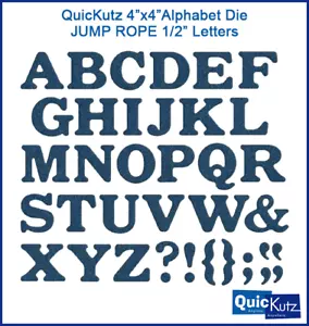 QuicKutz JUMP ROPE 4x4 Alphabet Die TINY 1/2" Unicase Letters & Punctuation - Picture 1 of 8