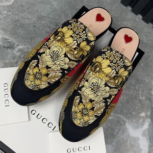 Gucci Princetown Horsebit piatto floreale mulo tessuto multicolore 5 UK o 8 US 38 EUR - Foto 1 di 12