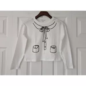 J. Crew Crewcuts Mädchen Langarm Pailletten Lady Jacke T-Shirt M weiß Neu mit Etikett CF720 - Bild 1 von 6