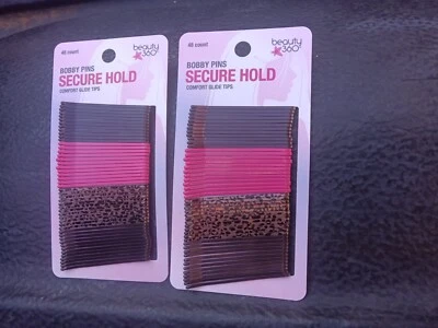 2 X's 48 COUNT CVS SECURE HOLD COMFORT GLIDE TIPS BOBBY PINS BRN, PINK & LEOPARD - Image 1 of 2