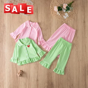 Children Kid Girls Boys Cotton Pajamas Pyjamas Kids Sleepwear Sets Nightwear - Picture 1 of 18