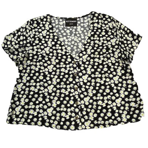 Blusa gatita margarita negra para mujer top talla M mediana manga corta camisa con botones - Imagen 1 de 10