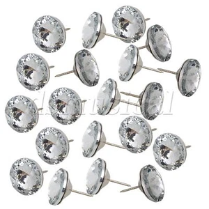 20pcs Diamante Wall Decor Crystal Upholstery Sofa Headboard Button Nails 30x39mm - Picture 1 of 8