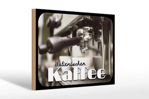 Holzschild Hinweis 30x20 cm italienischer Kaffee Holz Deko Schild wooden sign - Picture 1 of 5