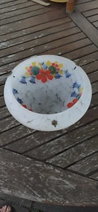 Vintage Glas Fliegenfänger Lampenschirm meliert bemalt Blumendekor - Bild 1 von 6