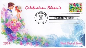 24-113, 2024, Celebration Blooms, First Day Cover, Standard Postmark, Flowers SC - Picture 1 of 1
