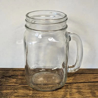 Tarro de vidrio transparente albañil, taza de 1 pinta con mango de 5", no para productos calientes Foto 1 de 4