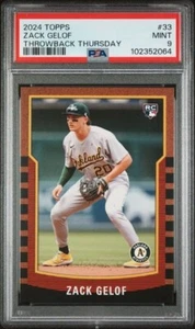 Topps Throwback Thursday Zack Gelof #33 Rookie Bowman TBT PSA 9 como nuevo A's - Imagen 1 de 2