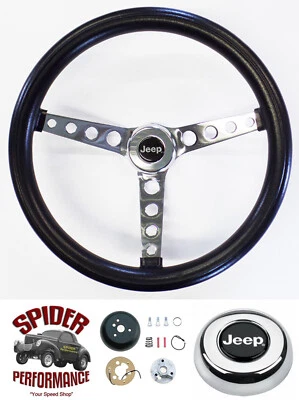1976-1995 Jeep steering wheel 14 1/2" CLASSIC CHROME - Image 1 of 4