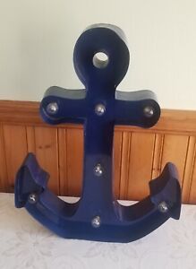 Nautical Decor Metal Anchor Wall Hanging or Table LED Accent Light Lamp Cordless