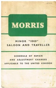 MORRIS MINOR 1000 SALOON TRAVELLER 1957 FACTORY SCHEDULE OF REPAIR TIMES BOOKLET - Picture 1 of 1