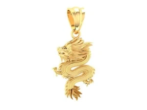 14K Massiv Gelbgold Drache Anhänger/Drachenkette/Gold Diamant Drache - Bild 1 von 2