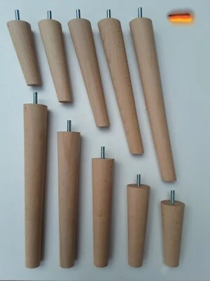 Möbelfuß Tischbein Möbelfüße Holzfüße Sofa Tischfüße Buche, Eiche  12-75cm Länge - Bild 1 von 4