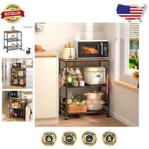 Versatile Microwave Utility Cart: 3-Tier Organizer on Wheels for Easy Access - Picture 1 of 10