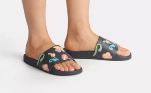 COACH C8914 Uli Sport Slide Sandals In Navy Blue Floral Canvas Size 7 NeW Tags - Picture 1 of 3