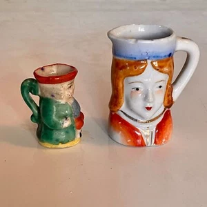 2 jarras de porcelana miniatura vintage mediados de siglo Japón hombres coloniales - Imagen 1 de 6