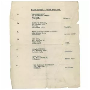 Bob Wooler 1957 Talent Contest Lists (UK) - Picture 1 of 1