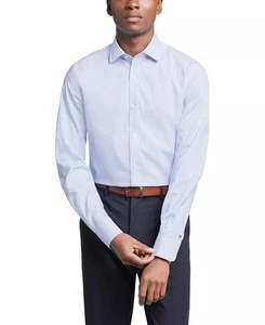 Tommy Hilfiger Dress Shirt Men's 15.5 32/33 Blue Th Flex Reg Fit Wrinkle Resist - Picture 1 of 7