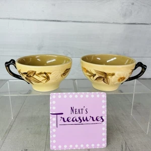 Franciscan CAFE ROYAL Embossed Flower Brown Leave Earthenware 8oz Flat Cup Set 2 - Picture 1 of 17