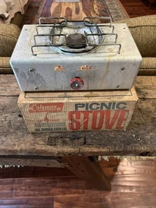 VINTAGE COLEMAN ALUMINIUM EINFLAMMIGER PICKNICKKOCHER MODELL 5404 MIT BOX - Bild 1 von 9