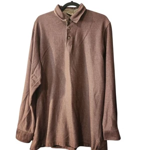 LL Bean Shirt Mens Large Tall Long Sleeve Polo Heavy Herringbone Casual Mens - Picture 1 of 7