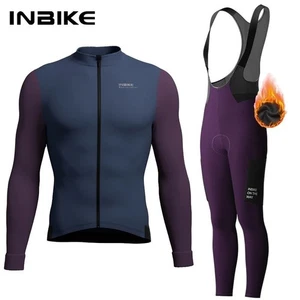 Winter Fahrradbekleidung Herren Fleece Sets Langarm Trikot Trägerhose Rennrad - Bild 1 von 20