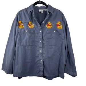 Vintage Disney Winnie The Pooh Shirt Mens XL Embroidered Button Up Cartoon 90s - Picture 1 of 22