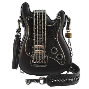 Bolso de mano bandolera para guitarra Mary Frances Turn It Up con cuentas, negro - Imagen 1 de 6